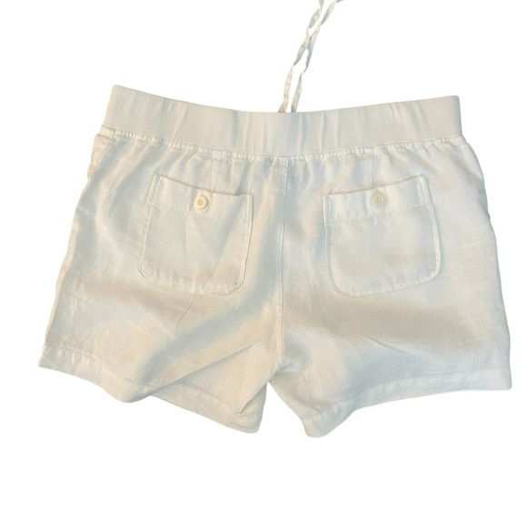 ATHLETA Women's white linen pullon short drawstring size 10 beach travel casual - Picture 2 of 6